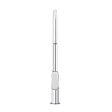 Round - Polished Chrome Gooseneck Kitchen Mixer w Paddle Handle & Pull-out Hose