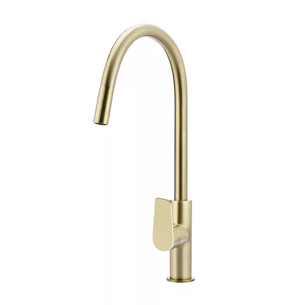 Round - Tiger Bronze Gooseneck Kitchen Mixer w Paddle Handle & Pull-out Hose