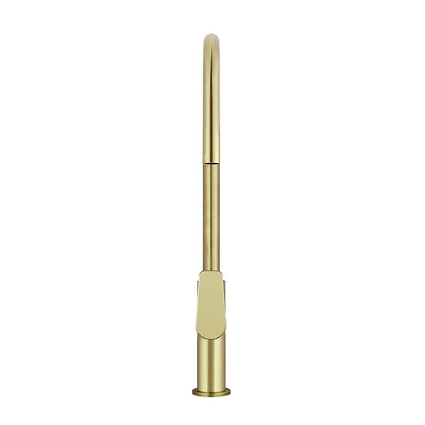 Round - Tiger Bronze Gooseneck Kitchen Mixer w Paddle Handle & Pull-out Hose