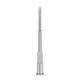 Round - Brushed Nickel Gooseneck Kitchen Mixer w Paddle Handle & Pull-out Hose
