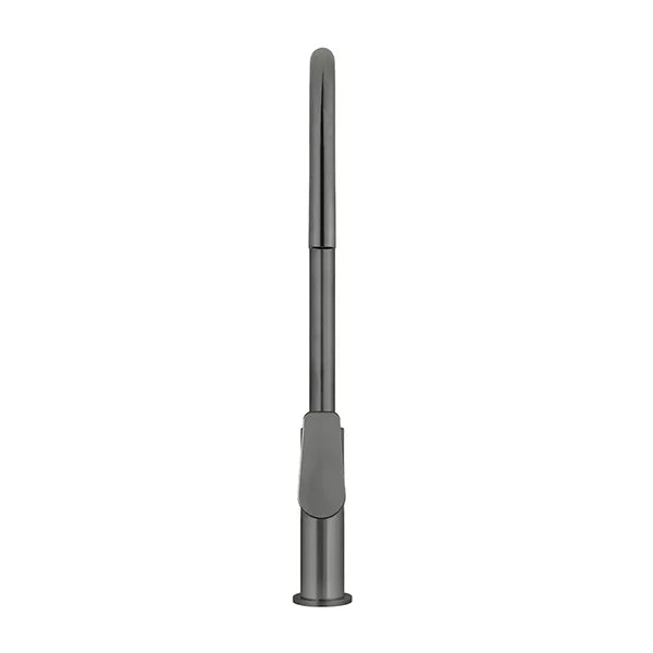 Round - Shadow Gunmetal Gooseneck Kitchen Mixer w Paddle Handle & Pull-out Hose