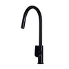 Round - Matte Black Gooseneck Kitchen Mixer w Paddle Handle & Pull-out Hose