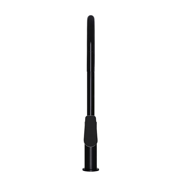 Round - Matte Black Gooseneck Kitchen Mixer w Paddle Handle & Pull-out Hose