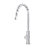 Round - Polished Chrome Gooseneck Kitchen Mixer w Pinless Handle & Pull-out Hose