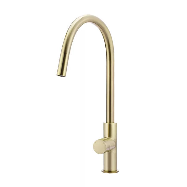 Round - Tiger Bronze Gooseneck Kitchen Mixer w Pinless Handle & Pull-out Hose