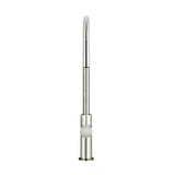 Round - Brushed Nickel Gooseneck Kitchen Mixer w Pinless Handle & Pull-out Hose