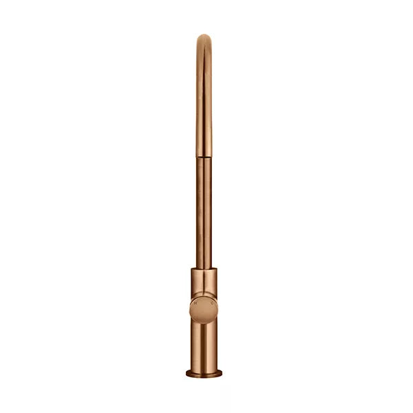 Round - Lustre Bronze Gooseneck Kitchen Mixer w Pinless Handle & Pull-out Hose