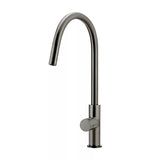 Round - Shadow Gunmetal Gooseneck Kitchen Mixer w Pinless Handle & Pull-out Hose
