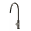 Round - Shadow Gunmetal Gooseneck Kitchen Mixer w Pinless Handle & Pull-out Hose