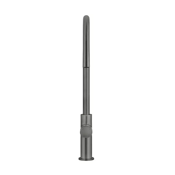 Round - Shadow Gunmetal Gooseneck Kitchen Mixer w Pinless Handle & Pull-out Hose