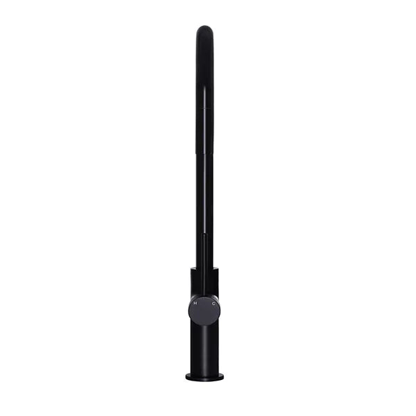Round - Matte Black Gooseneck Kitchen Mixer w Pull-out Hose & Vege Spray