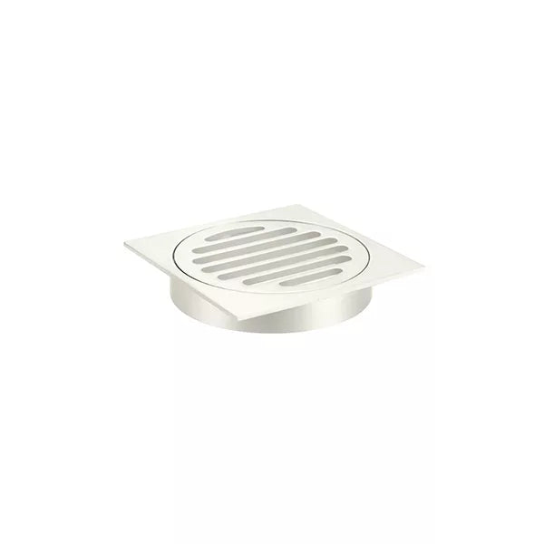 Square - Brushed Nickel Shower Drain w 100mm Outlet