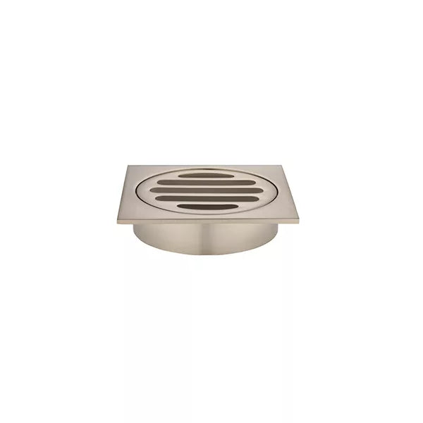Square - Champagne Shower Drain w 80mm Outlet