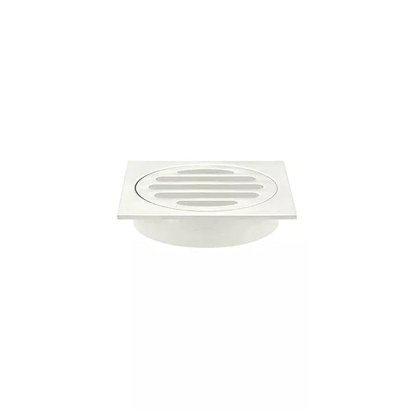 Square - Brushed Nickel Shower Drain w 80mm Outlet