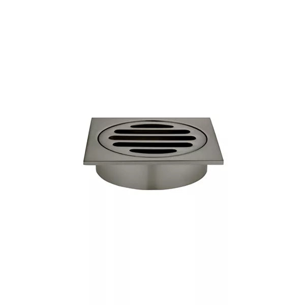 Square - Shadow Gunmetal Shower Drain w 80mm Outlet