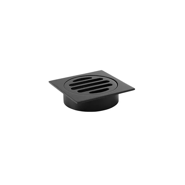 Square - Matte Black Shower Drain w 80mm Outlet