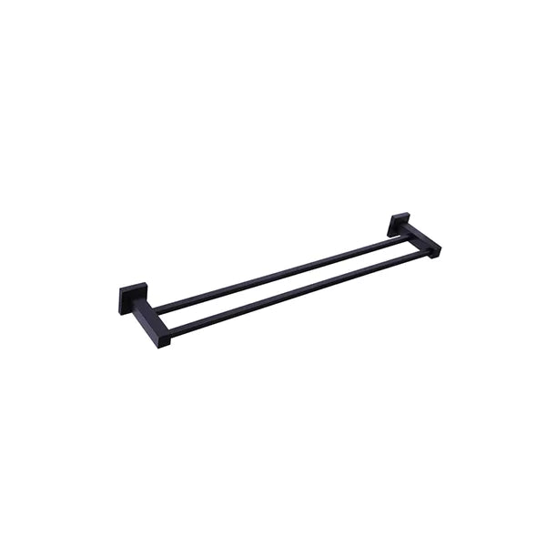 Square - Matte Black 600mm Double Towel Rail