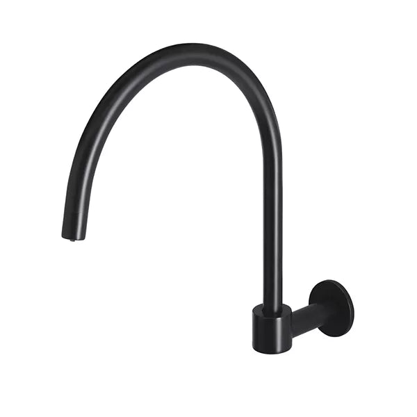 Round - Matte Black High-Rise Swivel Wall Spout