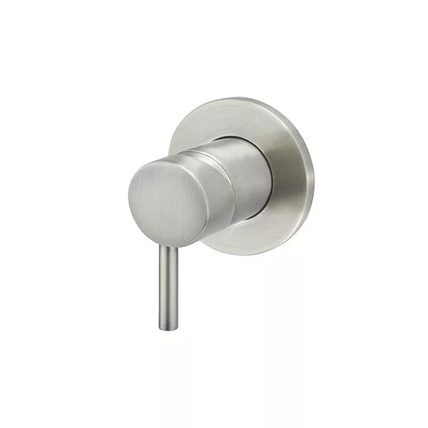 Round - Brushed Nickel Wall Mixer Finishing Kit w Short Pin Handle