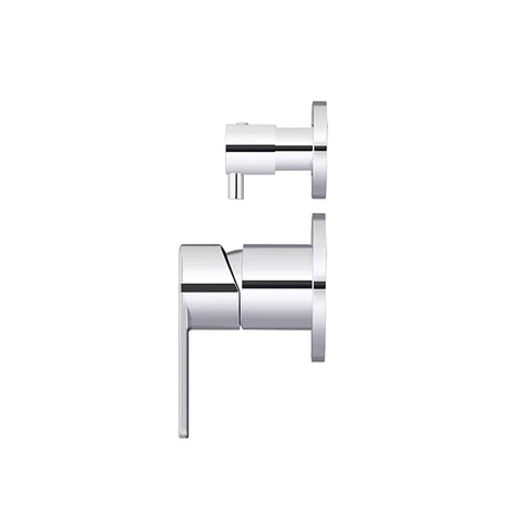 Round - Polished Chrome Wall Mixer w Diverter Finishing Kit w Paddle Handle