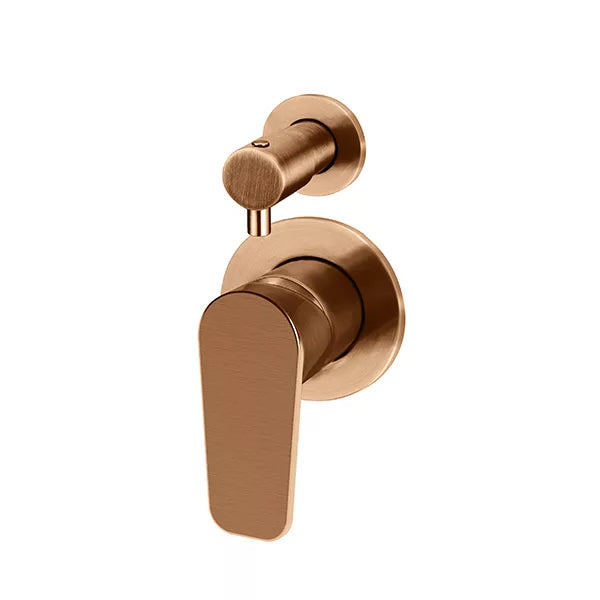 Round - Lustre Bronze Wall Mixer w Diverter Finishing Kit w Paddle Handle