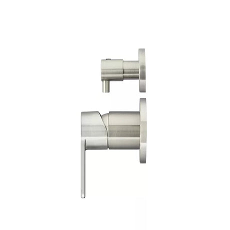 Round - Brushed Nickel Wall Mixer w Diverter Finishing Kit w Paddle Handle