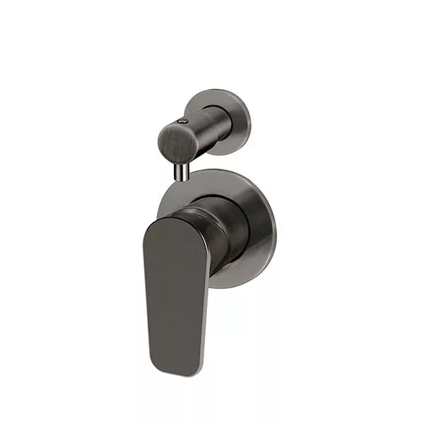 Round - Shadow Gunmetal Wall Mixer w Diverter Finishing Kit w Paddle Handle