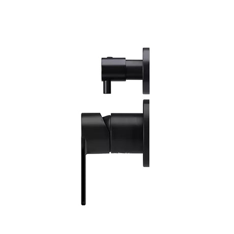 Round - Matte Black Wall Mixer w Diverter Finishing Kit w Paddle Handle