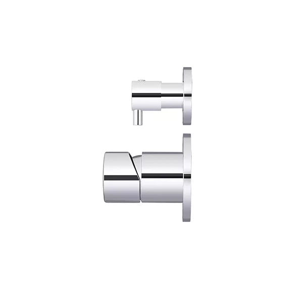 Round - Polished Chrome Wall Mixer w Diverter Finishing Kit w Pinless Handle