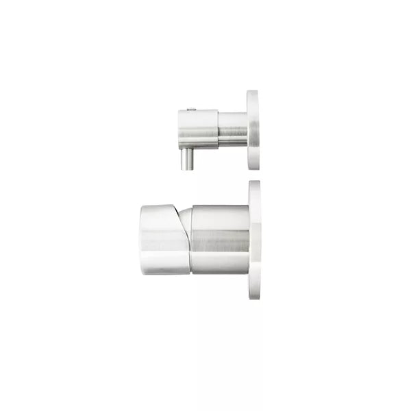 Round - Brushed Nickel Wall Mixer w Diverter Finishing Kit w Pinless Handle