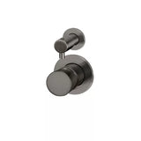 Round - Shadow Gunmetal Wall Mixer w Diverter Finishing Kit w Pinless Handle