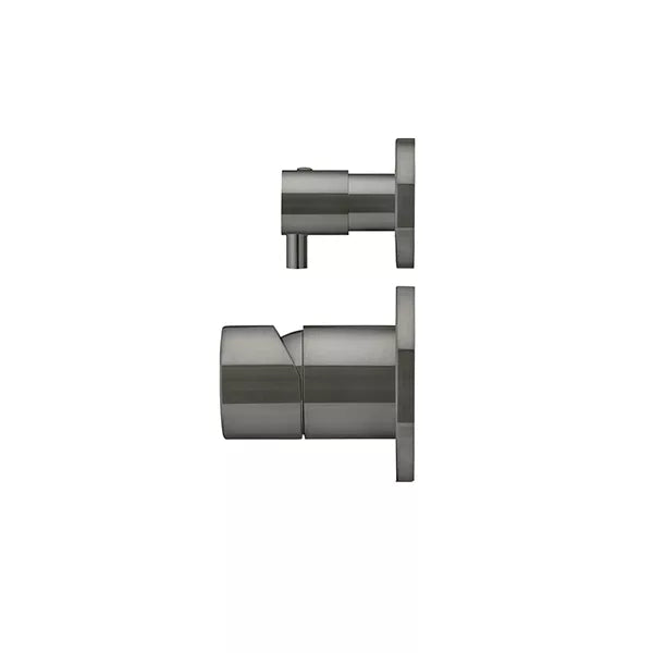 Round - Shadow Gunmetal Wall Mixer w Diverter Finishing Kit w Pinless Handle