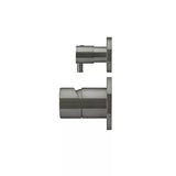 Round - Shadow Gunmetal Wall Mixer w Diverter Finishing Kit w Pinless Handle