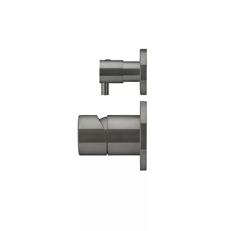 Round - Shadow Gunmetal Wall Mixer w Diverter Finishing Kit w Pinless Handle