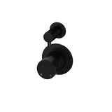 Round - Matte Black Wall Mixer w Diverter Finishing Kit w Pinless Handle
