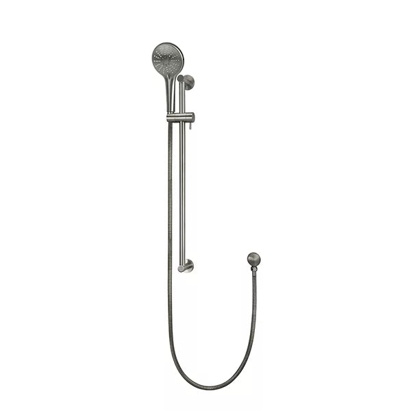 Round - Shadow Gunmetal Three Function Hand Shower on Sliding Rail