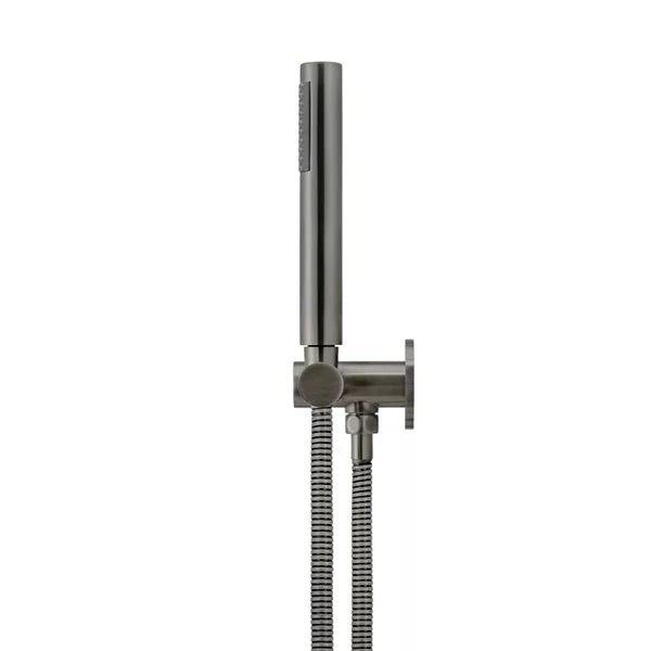 Round - Shadow Gunmetal Three Function Hand Shower on Swivel Bracket