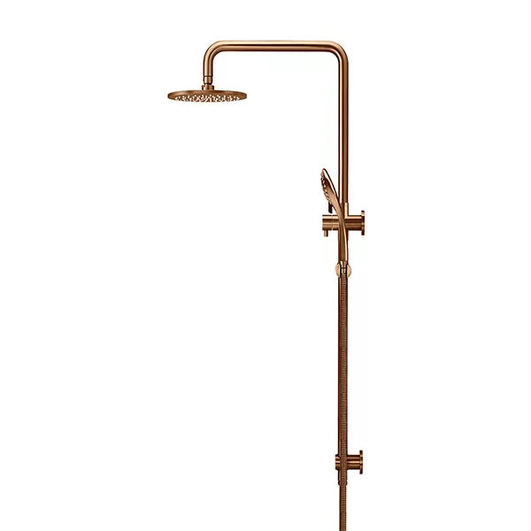 Round - Lustre Bronze Combination Shower Rail w 200mm Rose & Three-Function Hand Shower