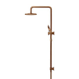 Round - Lustre Bronze Combination Shower Rail w 200mm Rose & Three-Function Hand Shower