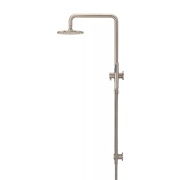 Round - Champagne Combination Shower Rail w 200mm Rose & Single Function Hand Shower