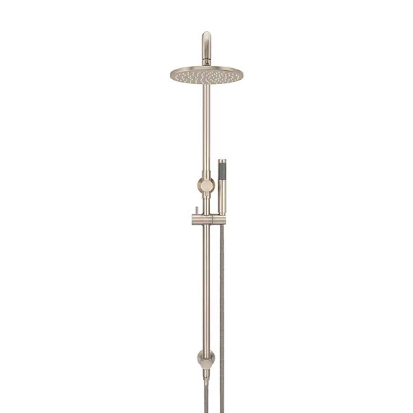Round - Champagne Combination Shower Rail w 200mm Rose & Single Function Hand Shower