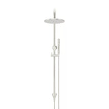 Round - Brushed Nickel Combination Shower Rail w 200mm Rose & Single Function Hand Shower