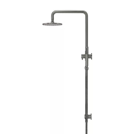 Round - Shadow Gunmetal Combination Shower Rail w 200mm Rose & Single Function Hand Shower