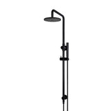 Round - Matte Black Combination Shower Rail w 200mm Rose & Single Function Hand Shower