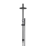 Round - Matte Black Combination Shower Rail w 200mm Rose & Single Function Hand Shower