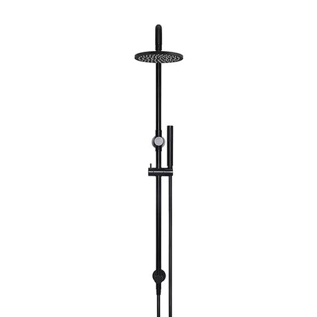Round - Matte Black Combination Shower Rail w 200mm Rose & Single Function Hand Shower