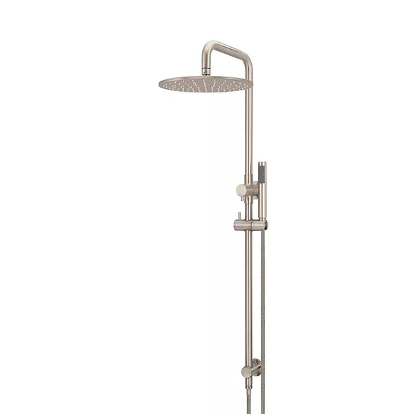 Round - Champagne Combination Shower Rail w 300mm Rose & Single Function Hand Shower