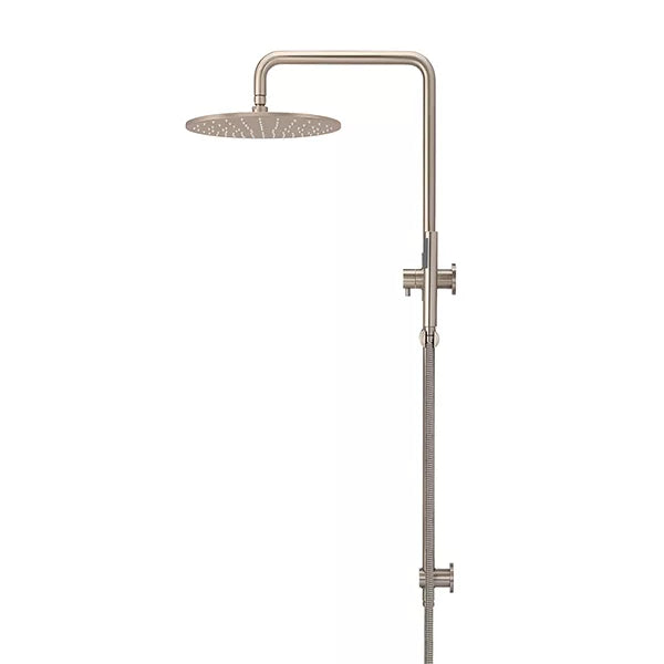 Round - Champagne Combination Shower Rail w 300mm Rose & Single Function Hand Shower