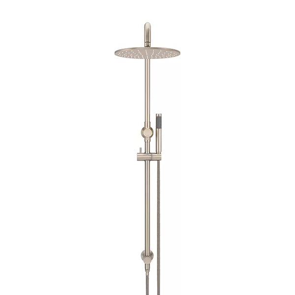 Round - Champagne Combination Shower Rail w 300mm Rose & Single Function Hand Shower