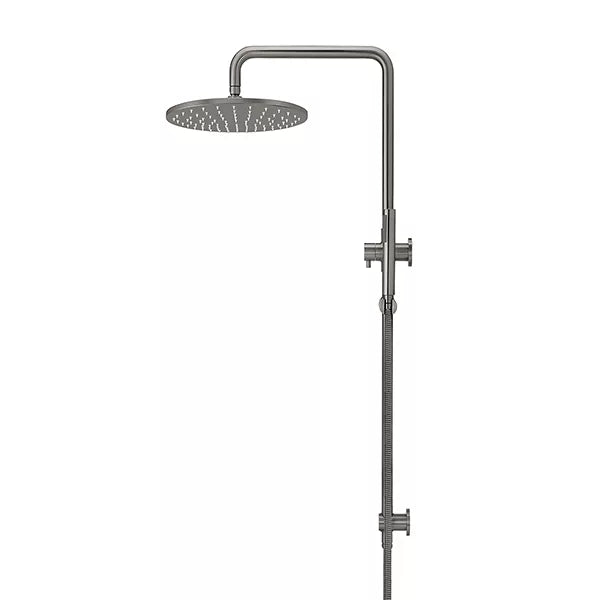 Round - Shadow Gunmetal Combination Shower Rail w 300mm Rose & Single Function Hand Shower